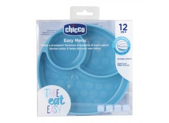 Chicco piatto silicone ventosa blu