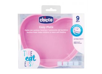 Chicco piatto cuore ventosa silicone rosa
