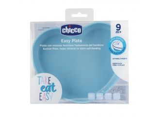 Chicco piatto cuore ventosa silicone blu