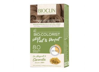 Bioclin bio color fast&perfection 8,0 biondo chiaro crema colorante 60 ml + rivelatore in crema 60 ml + bio color shampoo 10 ml + bio color maschera 10 ml