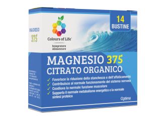 Magnesio 375 citrato organico 14 bustine da 4 g colours of life