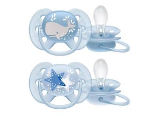 Avent ultra soft succhietto whale/star maschio 6-18 mesi old scf222/22 2 pezzi