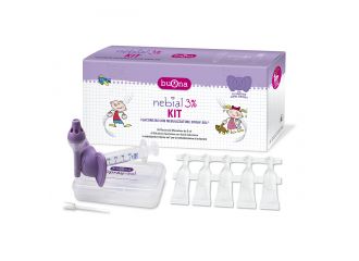 Nebial 3% kit 20 flaconcini monodose 5ml soluzione ipertonica con acido ialuronico + nebulizzatore spray-sol