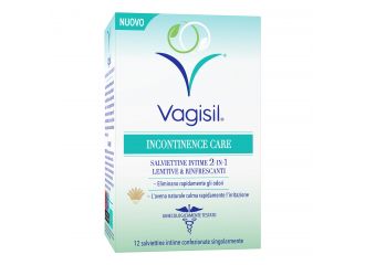 Vagisil incontinence care salviettine intime 2in1 lenitive & rinfrescanti 12 pezzi