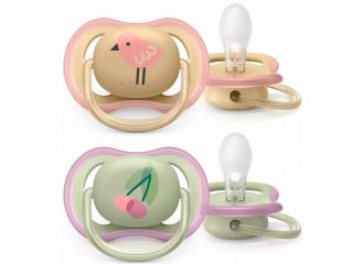 Avent succhietto ultra air 0-6m femmina ciliegia/uccellino 2 pezzi
