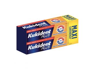 Kukident plus doppia azione tenuta insuperabile crema adesiva dentiere 2x65 g
