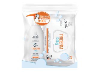 Triderm baby bipack bagno crema 500 ml + salviettine 72 pezzi