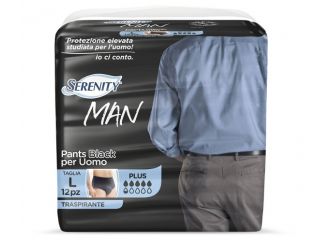 Pannolino serenity man pants black taglia media 12 pezzi