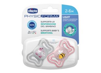 Chicco succhietto light rosa silicone 2-6m 2 pezzi