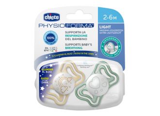 Chicco succhietto light lumi silicone 2-6m 2 pezzi