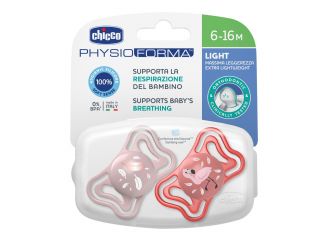 Chicco succhietto light rosa silicone 6-16m 2 pezzi