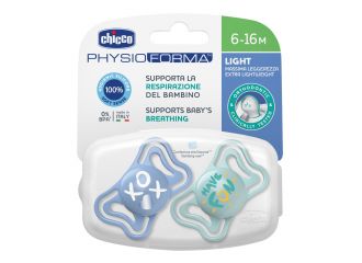 Chicco succhietto light azzurro silicone 6-16m 2 pezzi