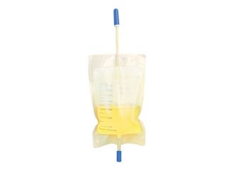 Sacca raccolta urina da gamba da 750 ml con 2 lacci con valvola antireflusso e rubinetto di scarico push pull tubo 35 cm 10 pezzi