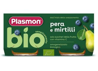 Plasmon omogeneizzato bio pera mirtilli 2 vasetti x 80 g
