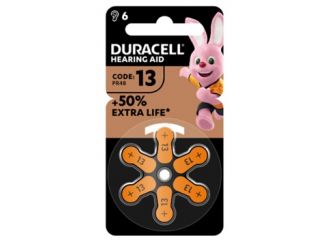 Duracell easy tab 13 arancio batteria per apparecchio acustico 6 pezzi