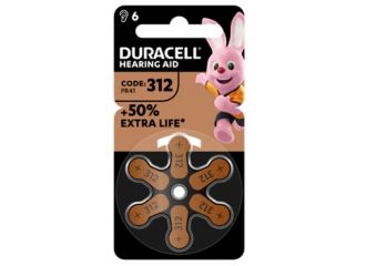 Duracell easy tab 312 marrone batteria per apparecchio acustico 6 pezzi