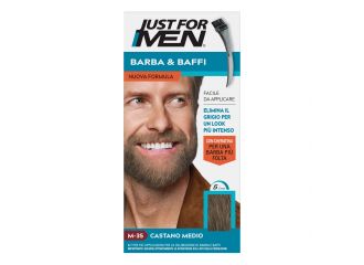 Just for men barba&baffi nuova formula con cheratina m35 kit castano medio base colore 14 g + attivatore colore 14 g
