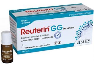Reuterin gg flaconcini 12 flaconcini con tappo dosatore da 10 ml gusto lampone senza glutine senza lattosio